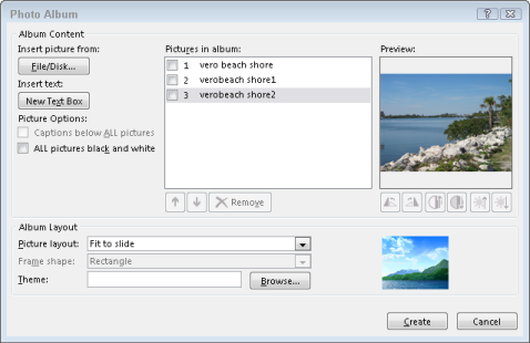 album insert onoffice 365 powerpoint slide show for mac